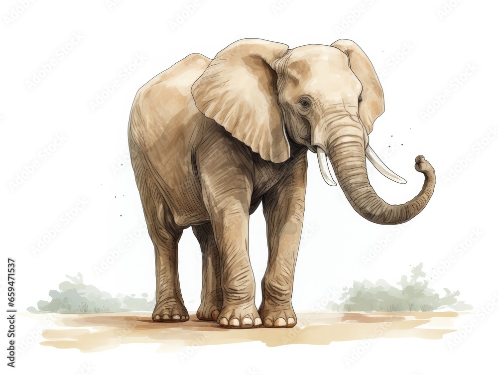 Illustration of an elephant on white. 