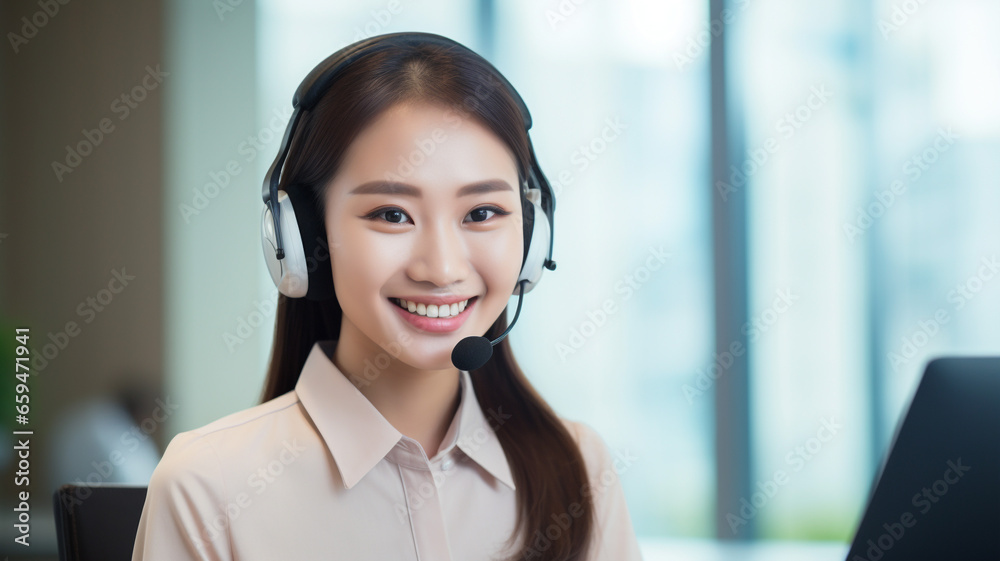 asian girl customer service or investor marketing with beautiful smiling asian girl customer service or investor marketing with beautiful smiling