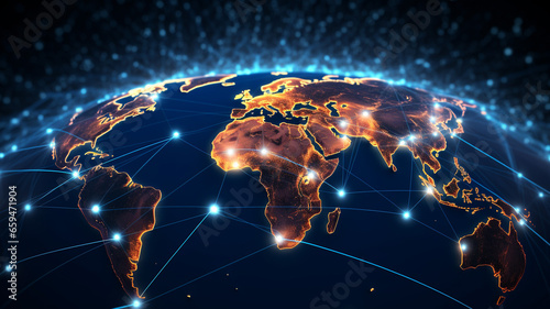 global network connection on worldwide digital