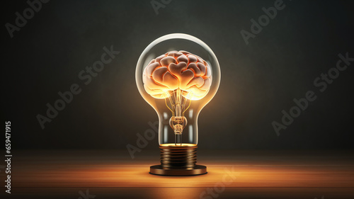 brain in the light, creative idea or positive thinking
