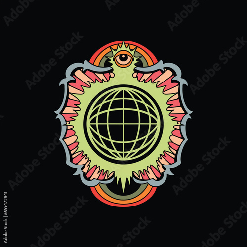 psycho world trippy illustration vector design