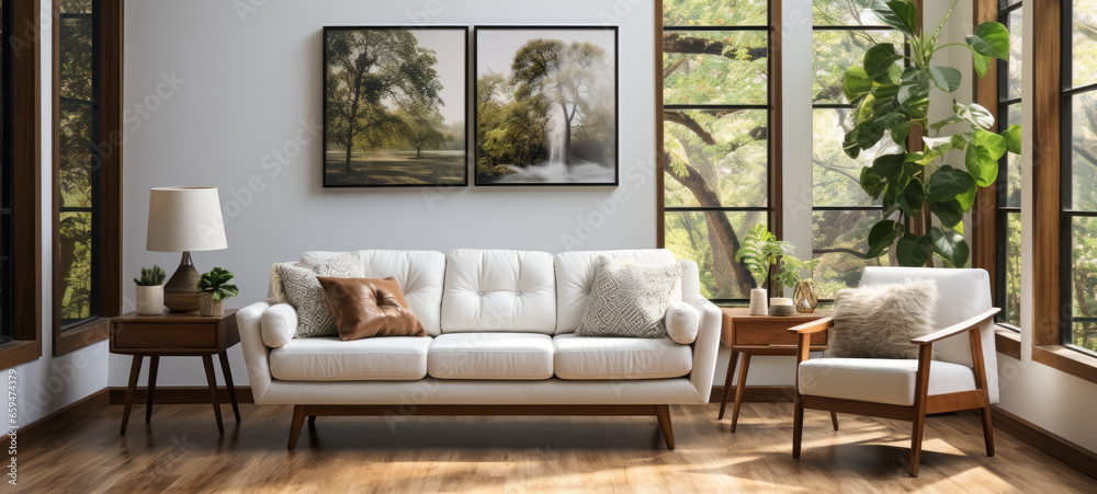 Living room interior design with white sofa and armchair. 3d render Living room interior design with white sofa and armchair. 3d render