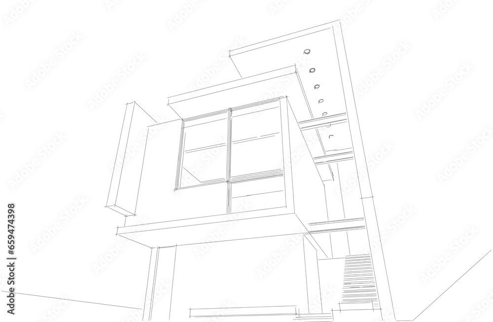 Modern architecture sketch 3d rendering Modern architecture sketch 3d rendering