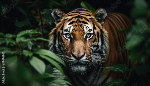Bengal tiger staring, close up portrait in wilderness generated by AI © Jeronimo Ramos