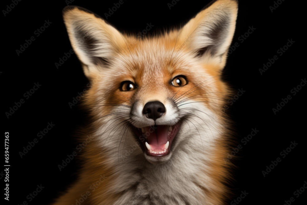 Happy surprised fox with open mouth. Happy surprised fox with open mouth.
