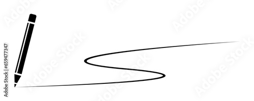 Pencil writes on white background. Write letter. Vector 10 Eps.