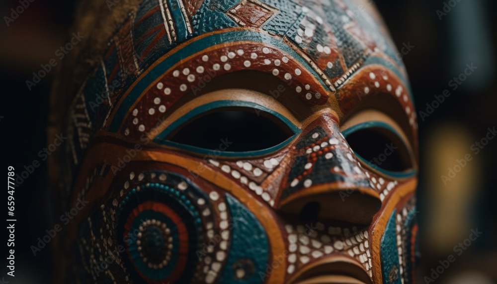 Ornate mask of an ancient African god generated by AI Ornate mask of an ancient African god generated by AI