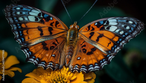 The multi colored butterfly fragile wings showcase natural beauty in macro generated by AI