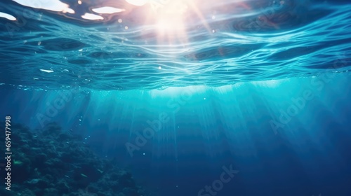 Blue sea under the ocean photo