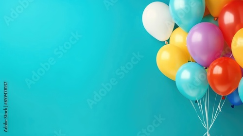 Bunch of bright balloons and space for text against color background 