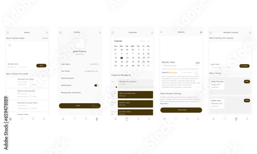 Martial Arts Classes, Karate and Judo School, Tae Kwon Do, Jiu Jitsu and Muay Thai Academy Brown App Ui 