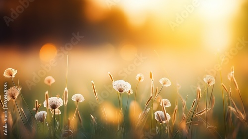  a field of dandelions with the sun in the background.  generative ai