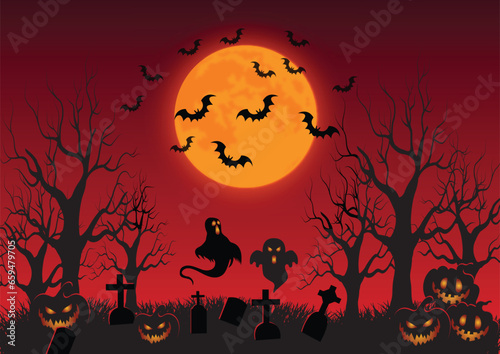 Vector hallowen full moon background