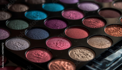 Shiny beauty palette set with pink and purple colors variation generated by AI