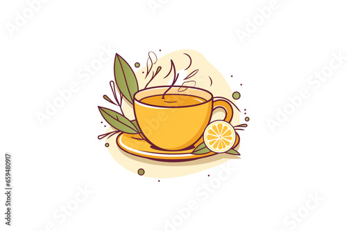 Orange tea. Cup with tea. vector art illustation