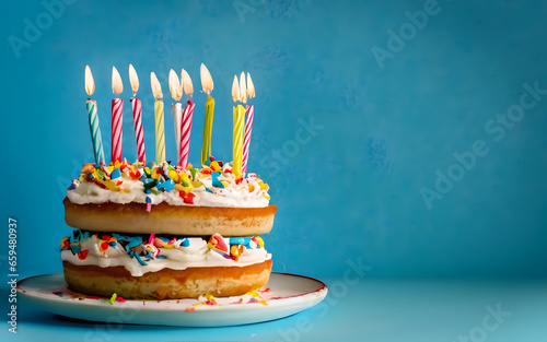 cake with candles, cake, candle, celebration, ai generated 
