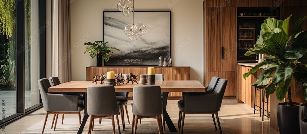 cosy comfort dining room in contemporary natural color scheme concept design house beautiful design mockup template showcase room interior background ideas