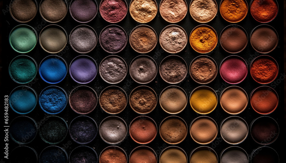 A luxurious set of metallic spheres in vibrant colors generated by AI