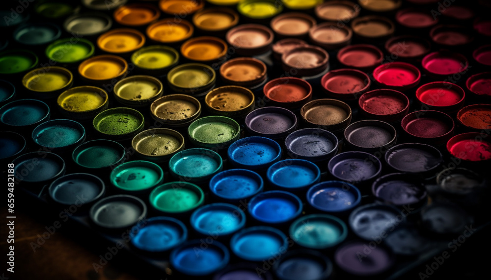 A large collection of glittering beauty products in vibrant colors generated by AI A large collection of glittering beauty products in vibrant colors generated by AI