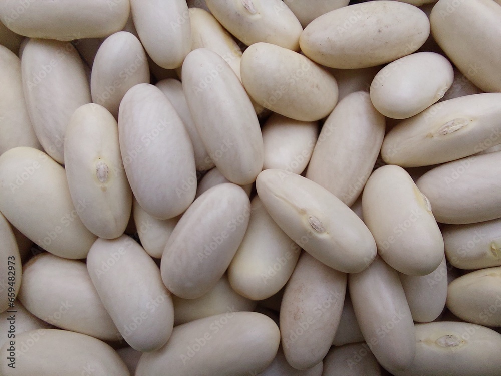 Photography of raw white beans. White beans. Raw white beans