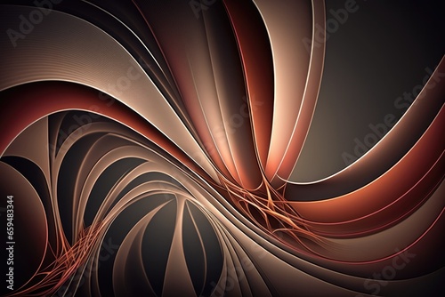 Abstract background with smooth wavy lines in shades of red color