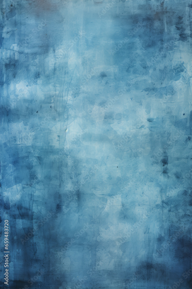 An abstract watercolor canvas in deep blue tones with a rugged grunge texture,