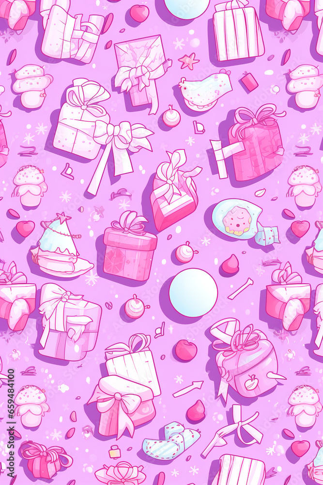 cute pink christmas pattern with doodle gifts cute pink christmas pattern with doodle gifts