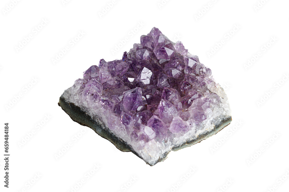 Fototapeta premium Amethyst mineral stone macro on white background