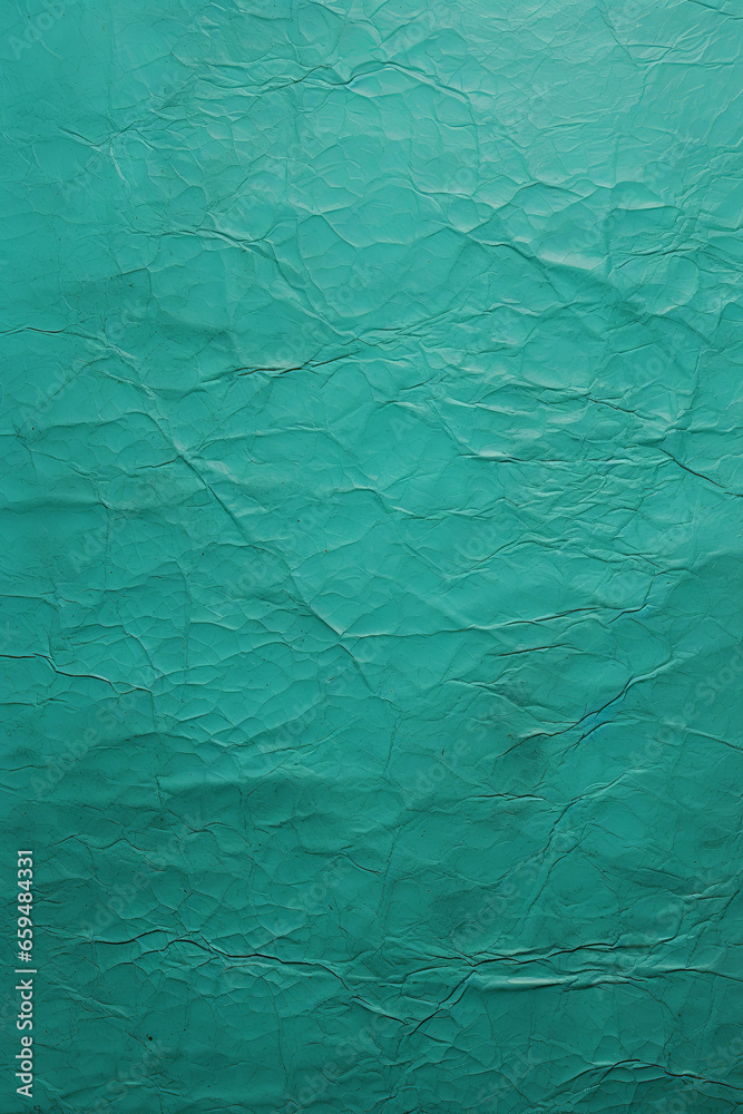 Fototapeta premium old paper texture, very lightly creased, ultra pigmented, bright turquoise color, birdseyeview, no shading highlights
