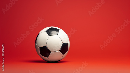 isolated soccer ball with red background  minimal sport concept