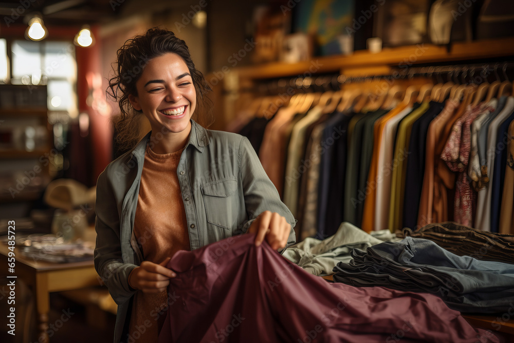 Fototapeta premium Employee of a clothing store
