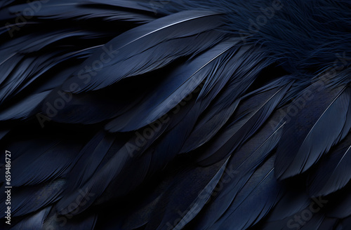 Close Up of Black and Blue Feathers