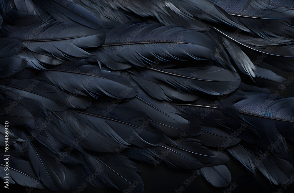 Close Up of Black and Blue Feathers