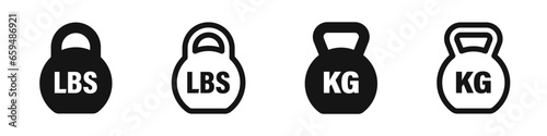  Kettlebells, dumbbells vector icon set. Weights icons. Silhouette style icon set