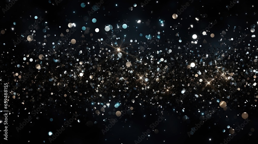  a blurry image of a black background with white and blue dots.  generative ai