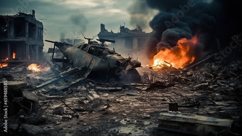  Battle  Battle damaged planes  explosions  fires  deserted city backgrounds 