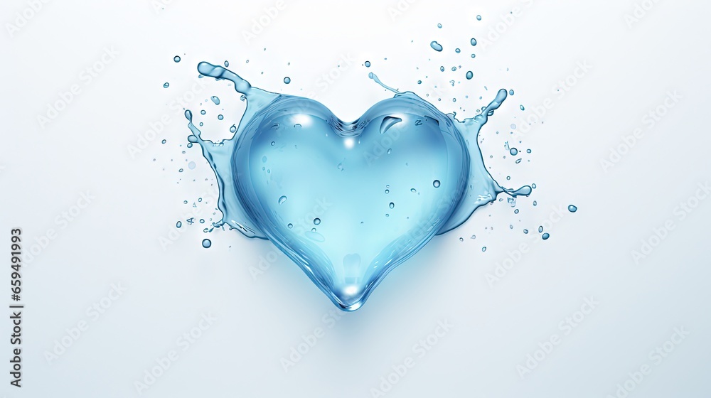  a blue heart shaped object with water splashing on it.  generative ai