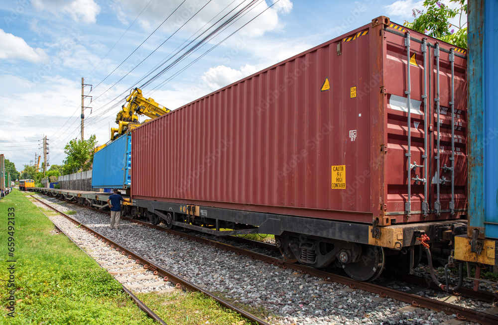 freight train container loading container Bangkok Port freight train container loading container Bangkok Port