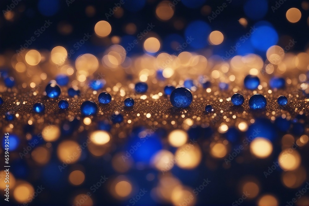 Sapphire glitter bokeh background Unfocused shimmer royal blue sparkle Crystal droplets wallpaper