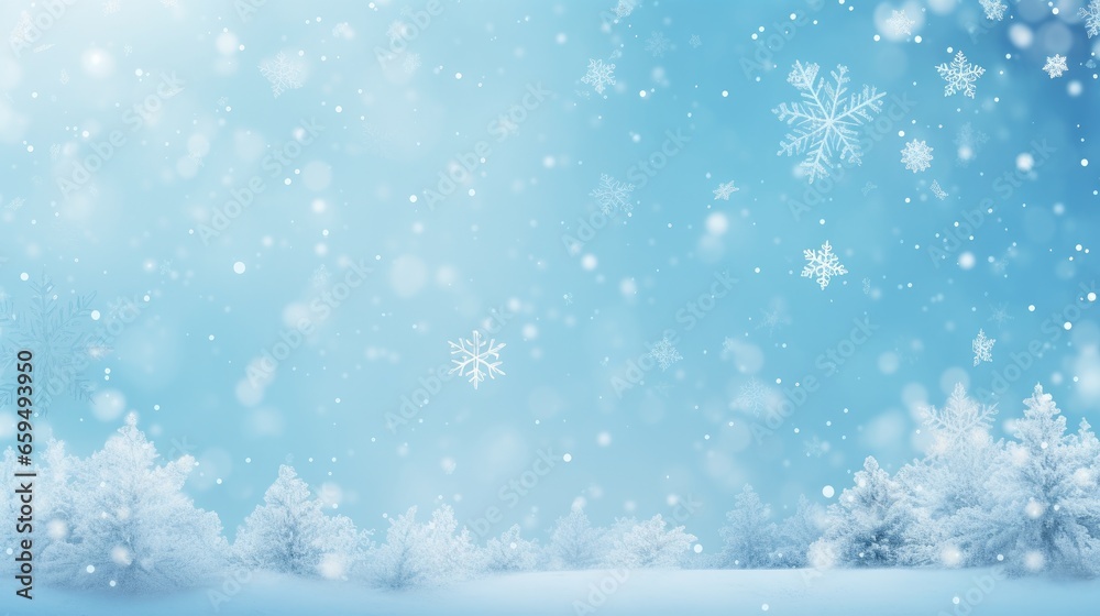 Fototapeta premium Winter christmas background with snow and frost with for web banner, design template, Generative AI