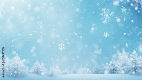 Winter christmas background with snow and frost with for web banner, design template, Generative AI © tonstock
