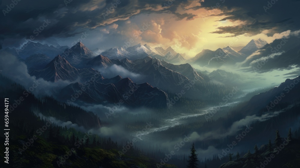 mountains river clouds mountains river clouds