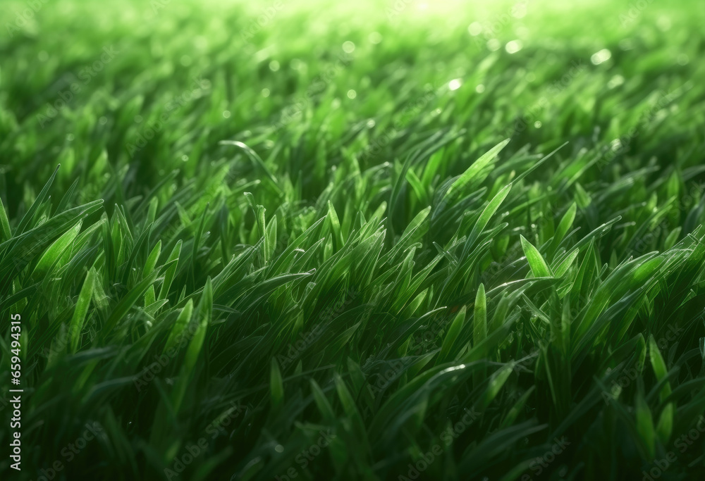 Closeup of grenn grass field background texture for web banner, design template, Generative AI Closeup of grenn grass field background texture for web banner, design template, Generative AI