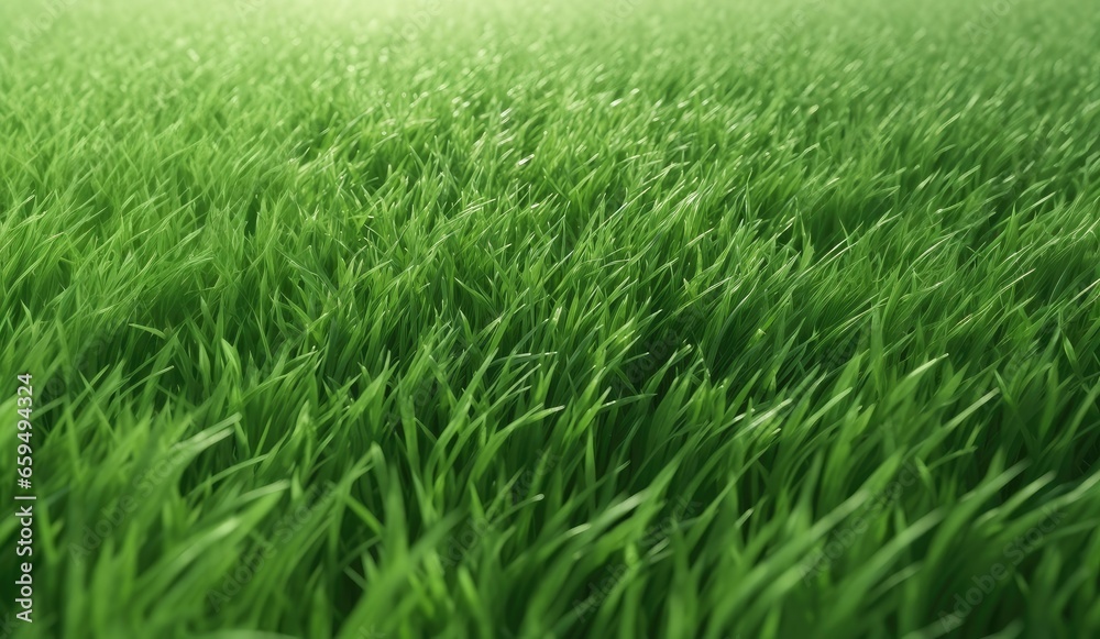 Closeup of grenn grass field background texture for web banner, design template, Generative AI