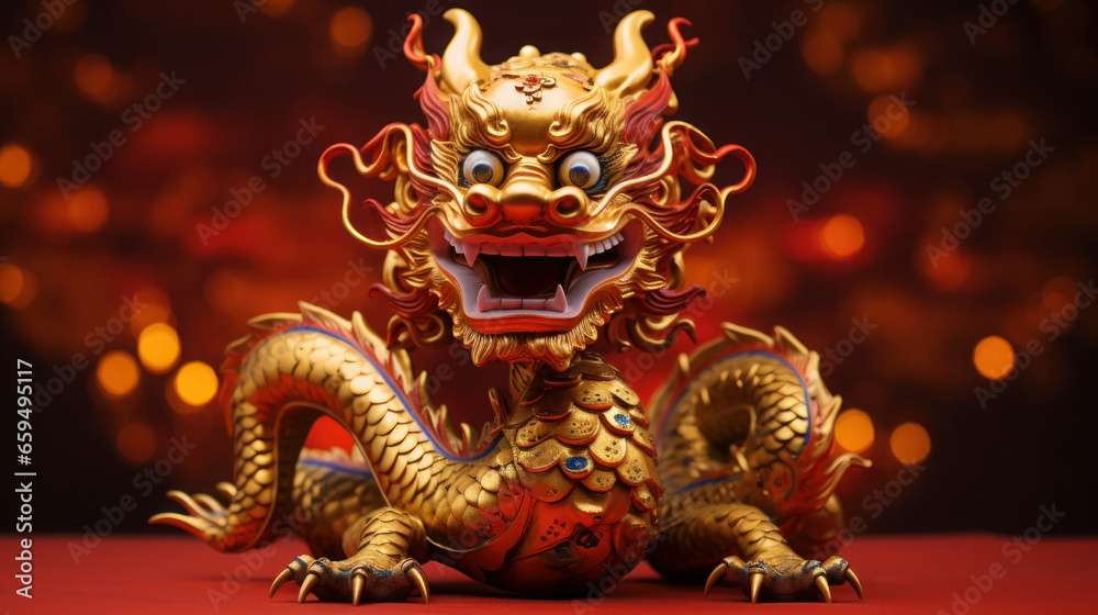 A beautiful Dragon Golden Chinese New Year 2024