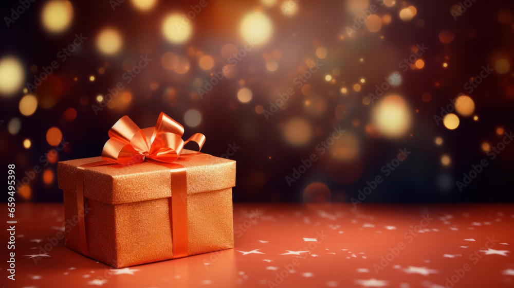happy new year firework and bokeh motion blur ribbon and gift box happy new year firework and bokeh motion blur ribbon and gift box
