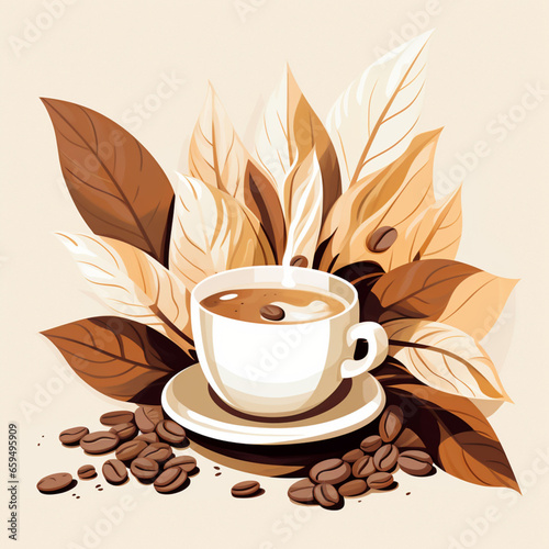 cup of coffee with beans