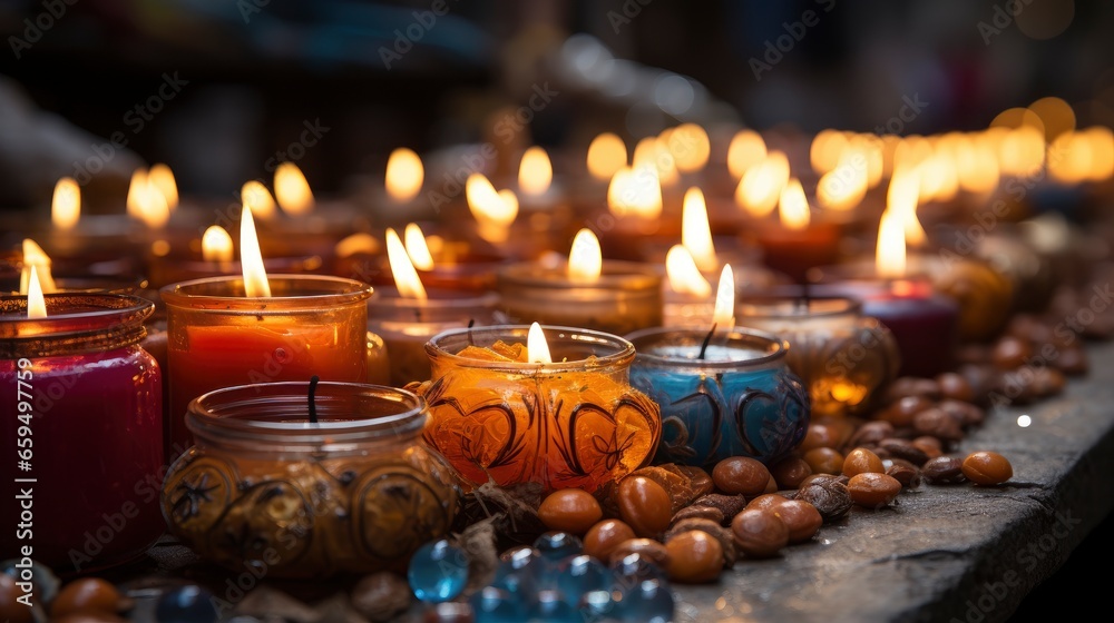A close-up of candles and offerings left by pilgrims  , Background Image,Desktop Wallpaper Backgrounds, HD