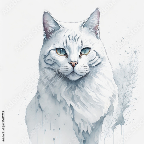 cat watercolor illustration portrait . Created using generative AI tools