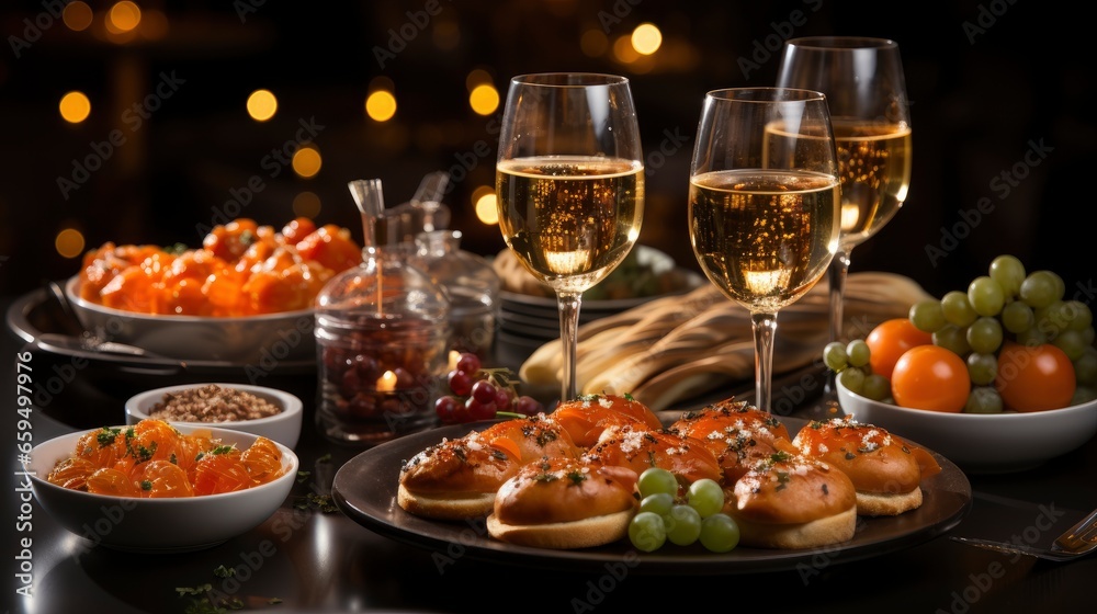 A close-up of New Years Eve party snacks and appetize, Background Image,Desktop Wallpaper Backgrounds, HD